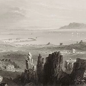 Dublin Bay, From Kingstown Quarries, Diblin, Ireland. Drawn By W. H. Bartlett, Engraved By J. C. Bentley. From "The Scenery And Antiquities Of Ireland"By N. P. Willis And J. Stirling Coyne. Illustrated From Drawings By W. H. Bartlett. Published London C. 1841