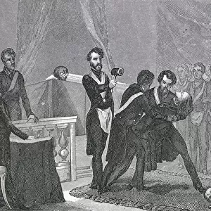 A Freemason Undergoes The Initiation To Master. From A 19Th Century Illustration
