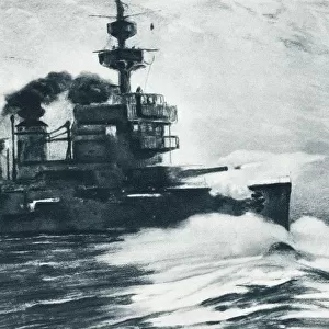 The French Battleship Gaulois, One Of The Dardanelles Fleet, In Action During The First World War. From The Illustrated War News Published 1915