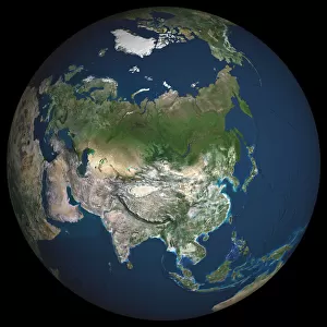 Globe Asia, True Colour Satellite Image. Earth. True colour satellite image of the Earth, centred on