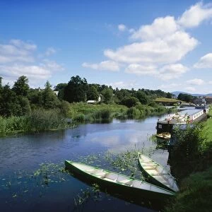 Graiguenamanagh, River Barrow, Co Carlow, Ireland; Boats In The River That Flows Through A Town