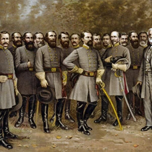 Group portrait of General in Chief of the Armies of the Confederate States, Robert E. Lee, with the generals of his army. After a work issued in 1907