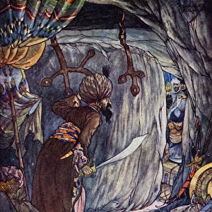 The History Of Ali Baba And The Forty Thieves. Illustration By Charles Folkard From The Book The Arabian Nights Published 1917