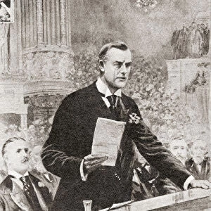 The inaugural speech of Joseph Chamberlain in Glasgow, Scotland, 1903. Joseph Chamberlain, 1836 -1914. British statesman who was first a radical Liberal, then, after opposing home rule for Ireland, a Liberal Unionist