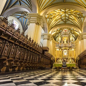 Interior of Cathedral of Lima in Plaza de Armas, Lima, Peru