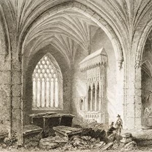 Interior Of Holy Cross Abbey, County Tipperary, Ireland. Drawn By W. H. Bartlett, Engraved By E. J. Roberts. From "The Scenery And Antiquities Of Ireland"By N. P. Willis And J. Stirling Coyne. Illustrated From Drawings By W. H. Bartlett. Published London C. 1841