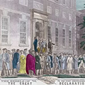 On July 4, 1776 Members Of The Second Continental Congress Leave Philadelphias Independence Hall After Adopting The Declaration Of Independence From Great Britain. From A 19Th Century Print