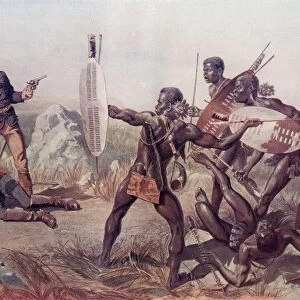 Lieutenants Melvill And Coghill, 24Th Regiment, Dying To Save The Queens Colours At The Battle Of Isandlwana, During The Anglo-Zulu War, 1879. From The Book South Africa And The Transvaal War, Volume 1 By Louis Creswicke, Published 1900