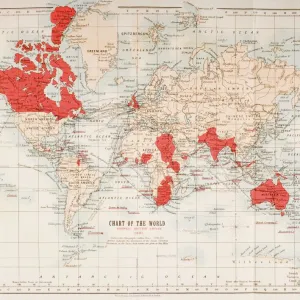 Map Of The World Showing In Red The Extent Of The British Empire In 1901