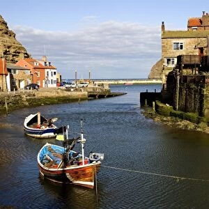 Moored Boats In Staithes; North Yorkshire, England, Uk