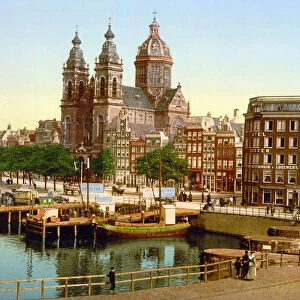 Nicolskerk, Amsterdam, Holland, photomechanical print dated to 1900