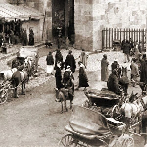 People aat the Jaffa Gate in Jerusalem dated 1900
