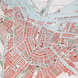Plan Of Amsterdam, Holland, At The Turn Of The 20Th Century. Map Is Edited In Spanish Language. From Enciclopedia Ilustrada Segu