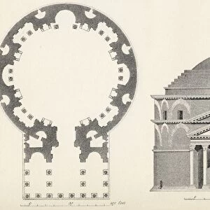 Plan And Elevation Of The Pantheon In Rome From The National Encyclopaedia Published By William Mackenzie London Late 19Th Century