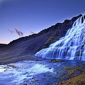 The River Dynjandi Flows Over Fjallfoss In The Western Fjords Of Iceland At Dawn
