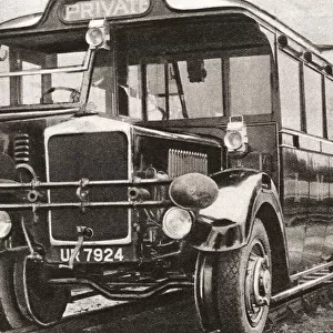 Road rail cars, able to join up from a railway and transport passengers to their destination were the newest form of transport in 1931. Two sets of wheels, one flanged and one tyred, enabled them to run on both road and railway track. From The Pageant of the Century, published 1934