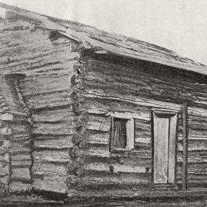 One Room, One Window, Dirt Floor Log Cabin At Sinking Spring Farm, Hardin County, Kentucky, America, Where Abraham Lincoln Was Born. Abraham Lincoln, 1809