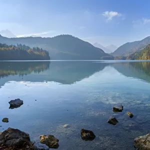 Scenic of Lake Alpsee in Autumn, Fussen, Swabia, Allgau, Bavaria, Germany