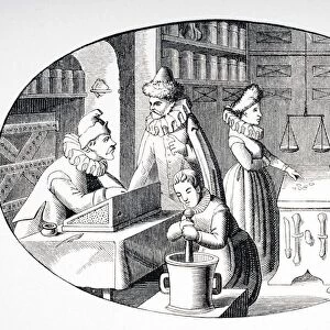 Shop Of A Grocer And Druggist In The 17Th Century