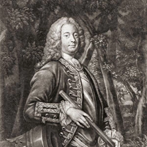Sir William Johnson, 1st Baronet, c. 1715 -1774. Anglo-Irish official of the British Empire. He was British Superintendent of Indian Affairs for Americas northern colonies. After an 18th century work by Charles Spooner based on a painting by T. Adams