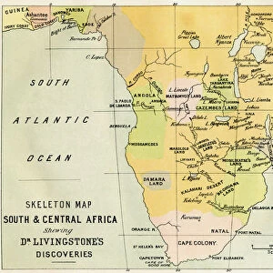 Skeleton Map Of South And Central Africa Showing David Livingstones Discoveries. From The Life And Explorations Of Dr. Livingstone Published C. 1875