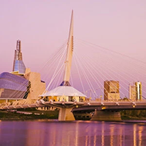 Skyline of Winnipeg and the Red River, Manitoba, Canada