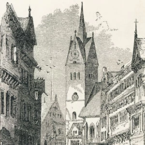A Street In Hanover, Lower Saxony, Germany In The 19Th Century. From Pictures From The German Fatherland Published C. 1880