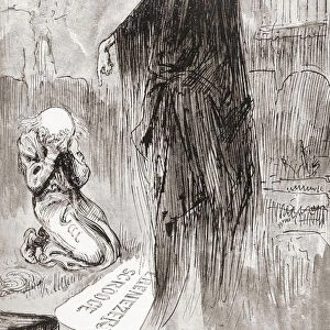 The Last Of The Spirits. "good Spirit. I Will Honour Christmas In My Heart, And Try To Keep It All The Year. Oh, Tell Me I May Sponge Away The Writing On This Stone!". Illustration By Harry Furniss For The Novella A Christmas Carol From The Christmas Books By Charles Dickens, Published In The Testimonial Edition Of 1910