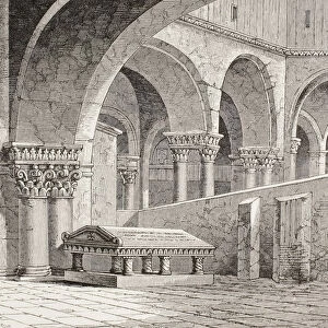 Tomb Of Godfrey De Boullon, C 1060 - 1100, As It Existed In The Church Of The Holy Sepulchre, Jerusalem. The Tomb Is Now Destroyed. After A Drawing Made On The Spot In 1828. From Military And Religious Life In The Middle Ages By Paul Lacroix Published London Circa 1880