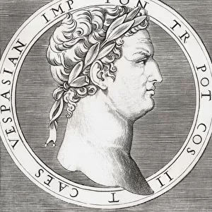 Vespasian, 9 AD - 79 AD. Roman emperor
