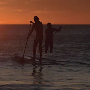 Wakeboarding At Sunset; Los Lances Beach Tarifa Spain