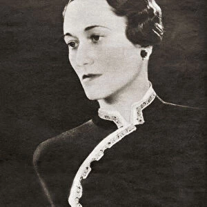 Wallis Simpson, later the Duchess of Windsor, born Bessie Wallis Warfield, 1896 - 1986. American socialite for whom King Edward VIII abdicated in 1936. From The Weekly Illustrated, published 1936