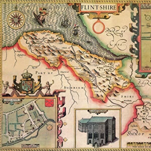 Flintshire Historical John Speed 1610 Map