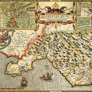 Glamorgan Historical John Speed 1610 Map