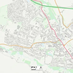 Mid Suffolk IP14 1 Postcode Sector Print Map Mid Suffolk IP14 1 Postcode Sector Print Map