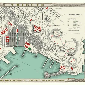 George Bradshaws Plan of Trieste, Italy 1896