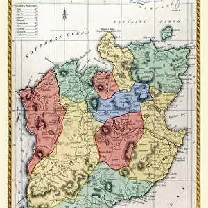 Old County Map of Caithness Scotland 1847 by A&C Black
