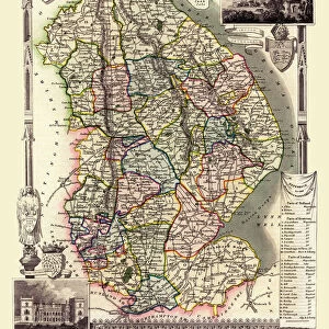 Old County Map of Lincolnshire 1836 by Thomas Moule
