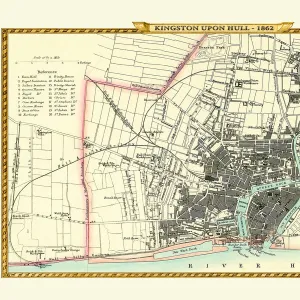 Old Map of Kingston Upon Hull 1862 by Fullarton & Co