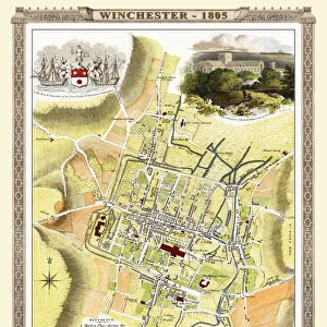 Old Map of Winchester 1805 by Cole and Roper