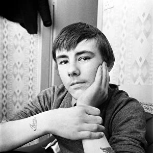 14-year-old Ian Grant, tattooed for life. January 1972