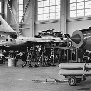 145 Squadron English Electric Lightning T. 4 XM987 seen here during routine maintenance