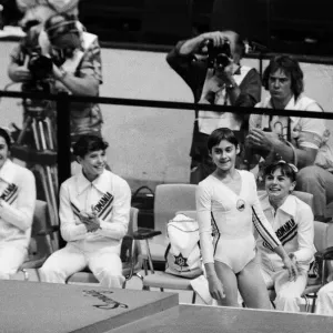 The 1976 Summer Olympics in Montreal, Canada. Pictured, Romanias gymnastic team