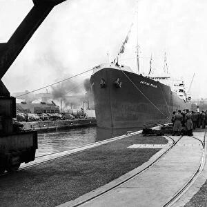 The 28, 000-ton tanker British Realm in the dry dock at T W Greenwell