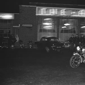 Ace Cafe January1961 Motorbikes and riders gather at the famous Ace Cafe at