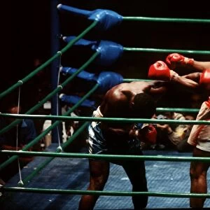 Action during the heavyweight fight between Muhammad Ali