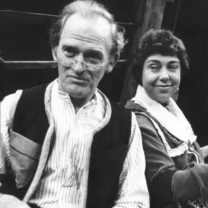 Actor Gordon Jackson with actress Patsy Byrne 1976 in theatre play Noah