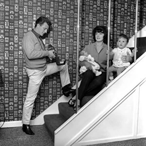 Actor Johnny Briggs at home with his wife Caroline and children Mark and Karen