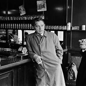Actor Richard Burton pictured in a London pub during the filming of "