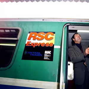 Actor Robert Lindsay toasts the new RSC Express at Stratford station